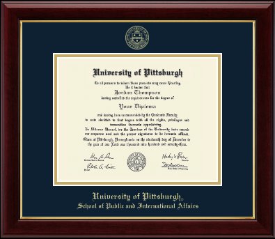 University of Pittsburgh diploma frame - Gold Embossed Diploma Frame in Gallery