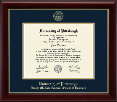 University of Pittsburgh diploma frame - Gold Embossed Diploma Frame in Gallery