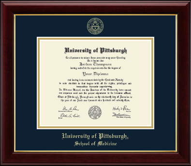 University of Pittsburgh diploma frame - Gold Embossed Diploma Frame in Gallery