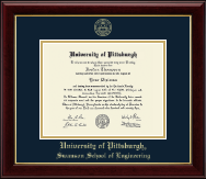 University of Pittsburgh Gold Embossed Diploma Frame in Gallery