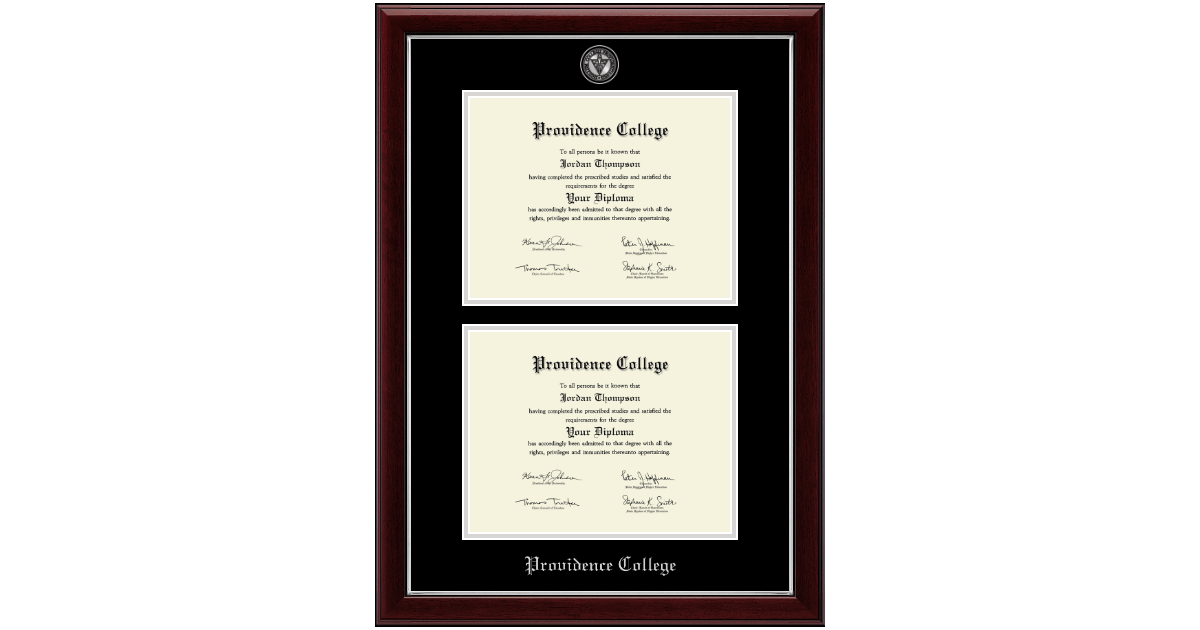 Masterpiece Medallion Double Diploma Frame in Gallery Silver Providence