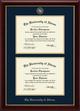 The University of Akron diploma frame - Masterpiece Medallion Double Diploma Frame in Gallery