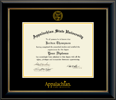 Appalachian State University diploma frame - Yellow Embossed Diploma Frame in Onyx Gold