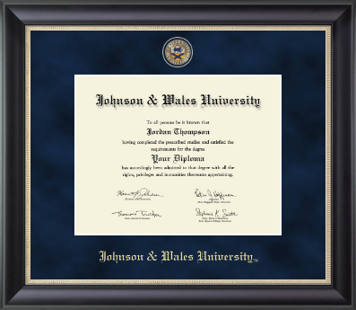 Johnson & Wales University in Rhode Island diploma frame - Regal Edition Diploma Frame in Noir