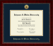 Johnson & Wales University in Rhode Island diploma frame - Gold Engraved Medallion Diploma Frame in Sutton