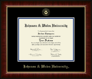 Johnson & Wales University in Rhode Island Gold Embossed Diploma Frame in Murano