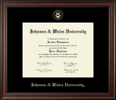 Johnson & Wales University in Rhode Island diploma frame - Gold Embossed Diploma Frame in Studio
