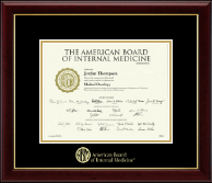 American Board of Internal Medicine Certificate Frames Church Hill