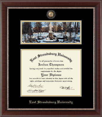 East Stroudsburg University diploma frame - Campus Scene Masterpiece Diploma Frame in Chateau