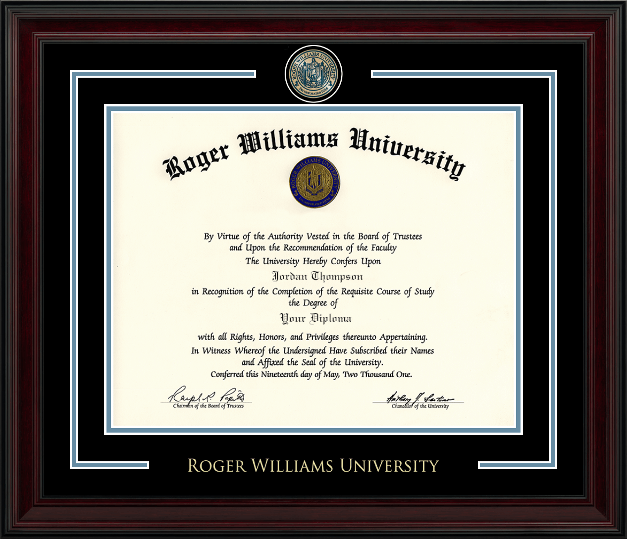 Roger Williams University Showcase Edition Diploma Frame in Encore
