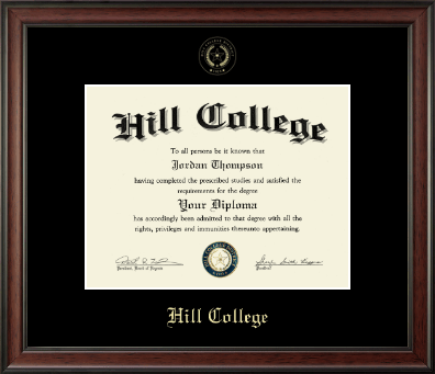 Hill College diploma frame - Gold Embossed Diploma Frame in Studio