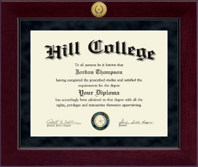 Hill College diploma frame - Millennium Gold Engraved Diploma Frame in Cordova