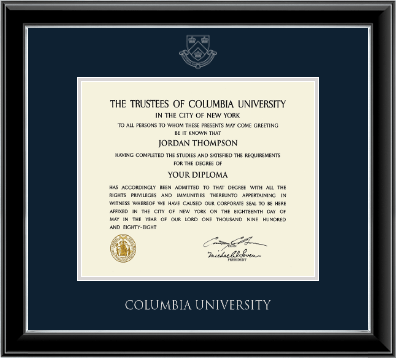 Columbia University diploma frame - Silver Embossed Diploma Frame in Onyx Silver