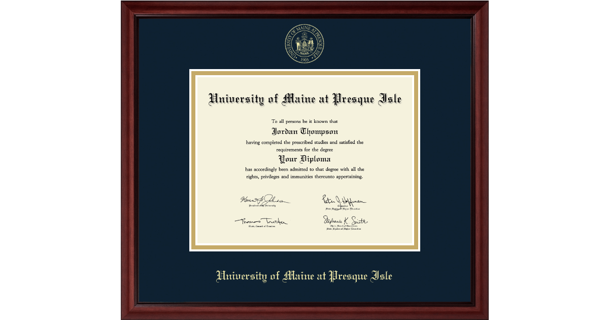 PreSpring 2023 Gold Embossed Diploma Frame in Camby University of Maine at Presque Isle Item