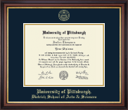 University of Pittsburgh Gold Embossed Diploma Frame in Regency Gold