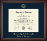 University of Pittsburgh Gold Embossed Diploma Frame in Regency Gold
