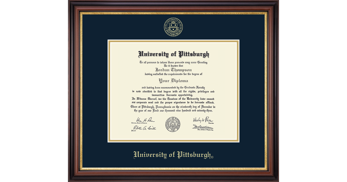 Gold Embossed Diploma Frame in Regency Gold University of Pittsburgh Item 342710 from The