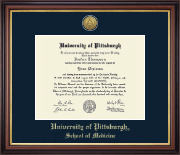 University of Pittsburgh Gold Engraved Medallion Diploma Frame in Regency Gold