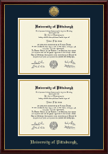 University of Pittsburgh diploma frame - Gold Engraved Double Diploma Frame in Galleria