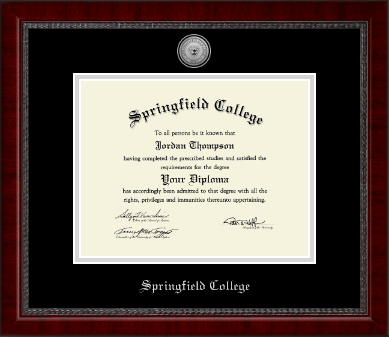 Springfield College diploma frame - Silver Engraved Medallion Diploma Frame in Sutton