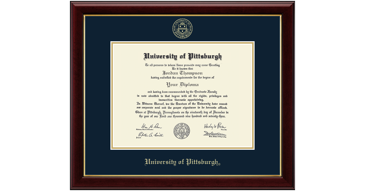Professional Degree Gold Embossed Diploma Frame in Gallery University