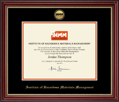 Institute of Hazardous Materials Management certificate frame - Gold Engraved Medallion Certificate Frame in Kensington Gold