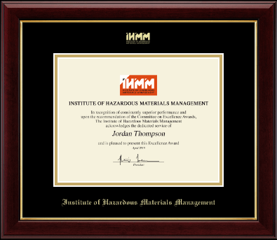 Institute of Hazardous Materials Management certificate frame - Gold Embossed Certificate Frame in Gallery