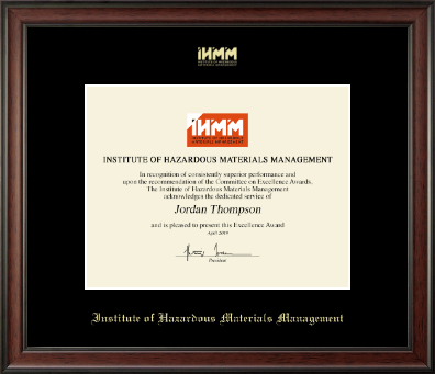 Institute of Hazardous Materials Management certificate frame - Gold Embossed Certificate Frame in Studio