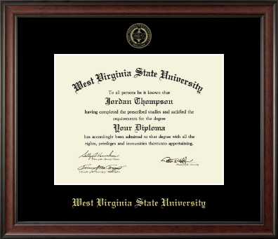 West Virginia State University diploma frame - Gold Embossed Diploma Frame in Studio