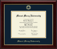 Mount Mercy University Gold Embossed Diploma Frame in Gallery