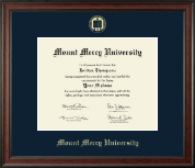 Mount Mercy University Gold Embossed Diploma Frame in Studio