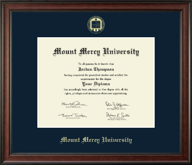 Mount Mercy University diploma frame - Gold Embossed Diploma Frame in Studio