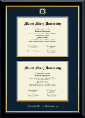 Mount Mercy University diploma frame - Double Diploma Frame in Onyx Gold