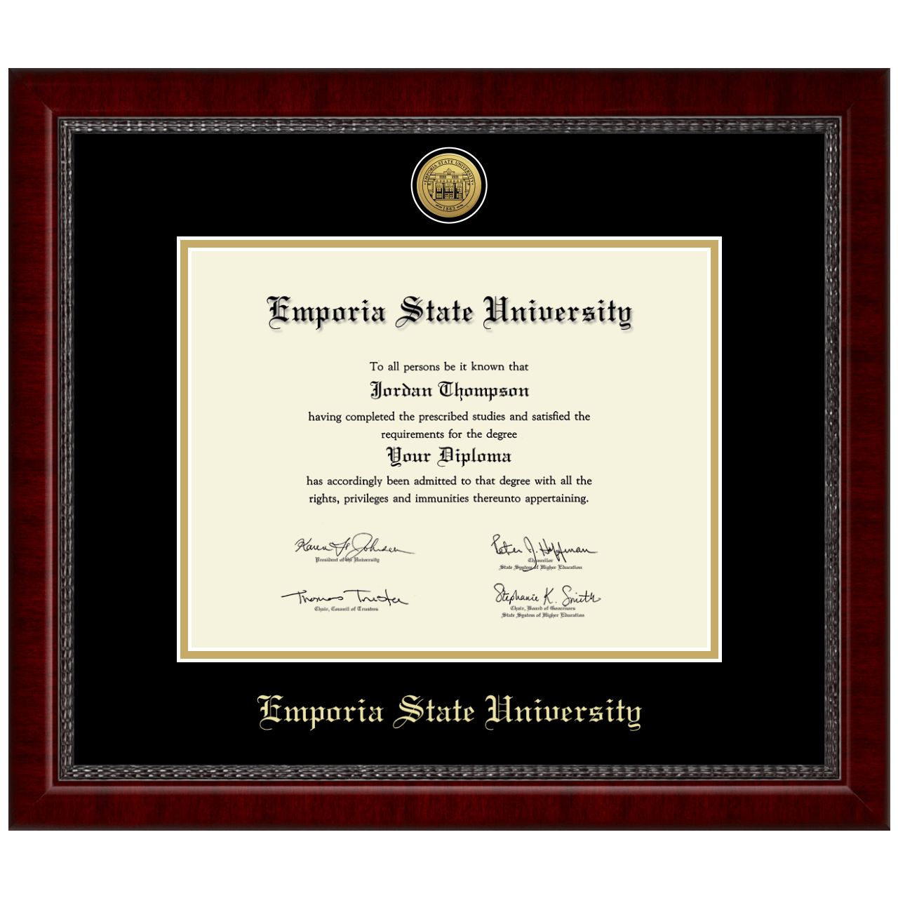 Gold Engraved Medallion Diploma Frame in Sutton Emporia State University Item 343503 from