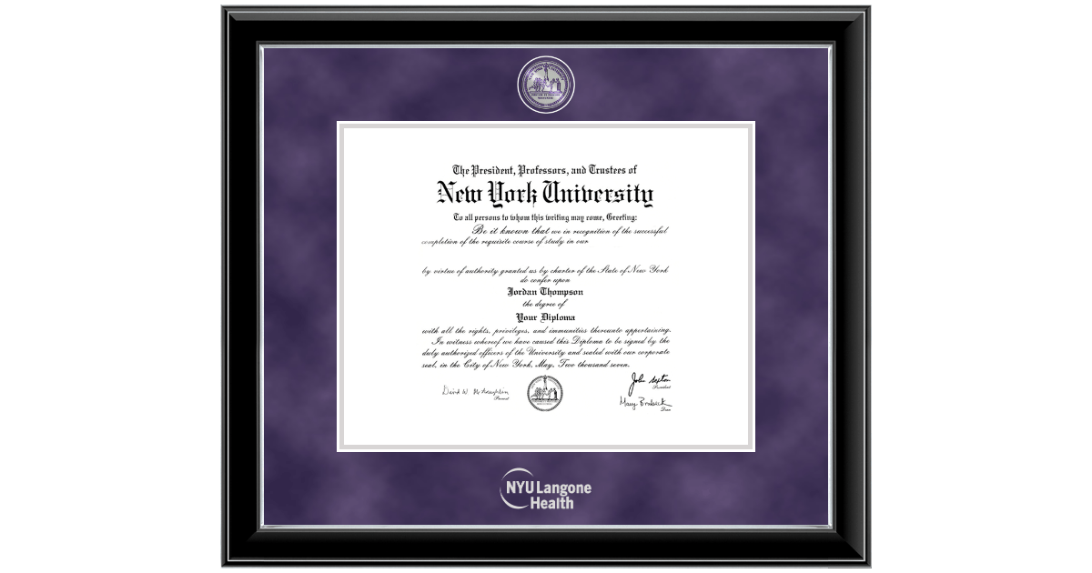 NYU Langone Health Residency Certificate Masterpiece Frame in Onyx ...