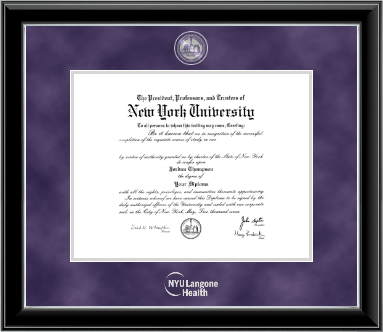 New York University certificate frame - NYU Langone Health Residency Certificate Masterpiece Frame in Onyx Silver