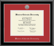 Western Colorado University diploma frame - Silver Engraved Medallion Diploma Frame in Onyx Silver