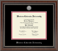 Western Colorado University diploma frame - Silver Engraved Medallion Diploma Frame in Chateau