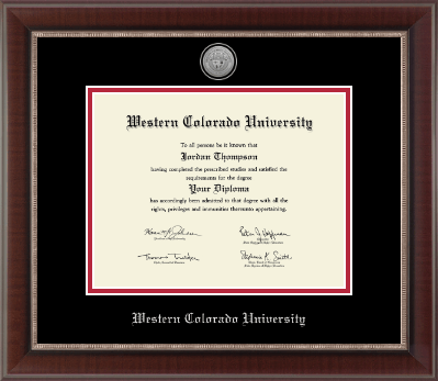Western Colorado University diploma frame - Silver Engraved Medallion Diploma Frame in Chateau