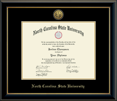 North Carolina State University diploma frame - Gold Engraved Medallion Diploma Frame in Onyx Gold