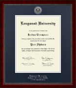 Longwood University diploma frame - Silver Engraved Medallion Diploma Frame in Sutton