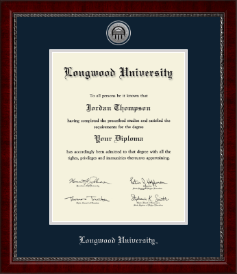 Longwood University diploma frame - Silver Engraved Medallion Diploma Frame in Sutton
