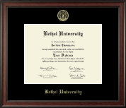 Bethel University Indiana Gold Embossed Diploma Frame in Studio