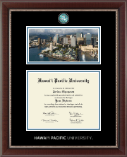 Hawaii Pacific University diploma frame - Campus Scene Masterpiece Medallion Diploma Frame in Chateau
