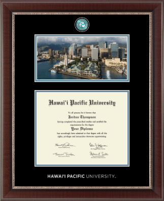Hawaii Pacific University diploma frame - Campus Scene Masterpiece Medallion Diploma Frame in Chateau