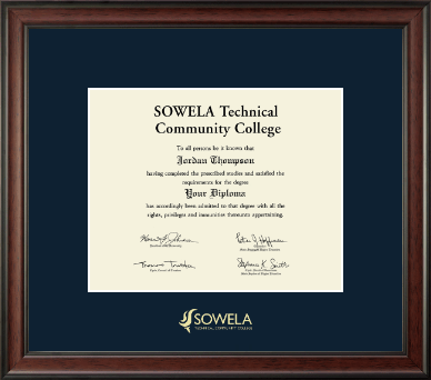 SOWELA Technical Community College diploma frame - Gold Embossed Diploma Frame in Studio