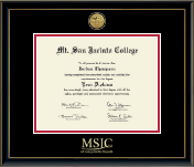 Mt. San Jacinto College diploma frame - Gold Engraved Medallion Diploma Frame in Onexa Gold