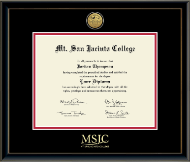 Mt. San Jacinto College diploma frame - Gold Engraved Medallion Diploma Frame in Onexa Gold