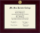 Mt. San Jacinto College Century Gold Engraved Diploma Frame in Cordova