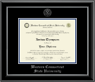 Western Connecticut State University Silver Embossed Diploma Frame in Onyx Silver